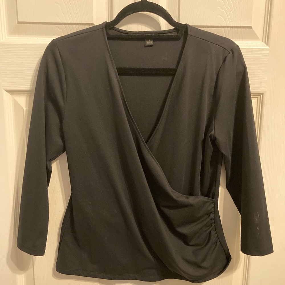 Ann Taylor Black Wrap Blouse